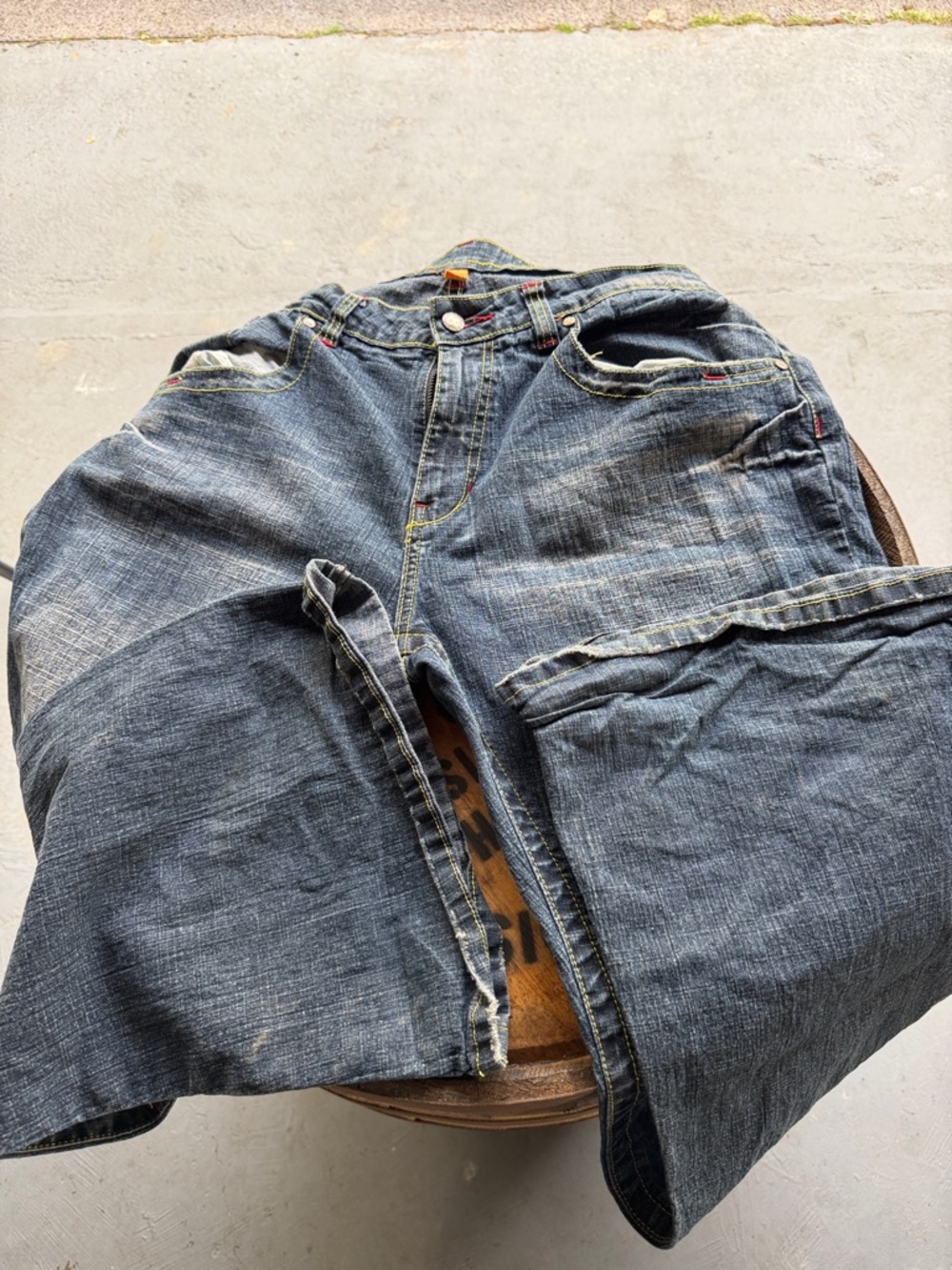 Wide-Leg Denim Jeans — Faded Blue